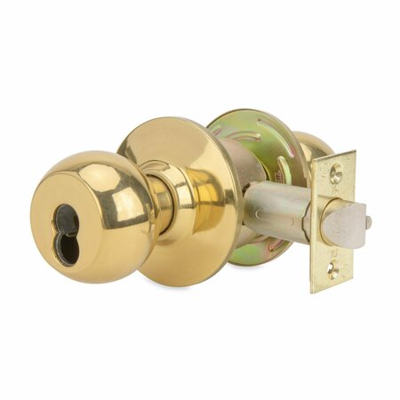 TRANS ATLANTIC CO. Grade 2 Commercial Knob in Polished Brass - Storeroom Function with I.C. Core DL-SVB80IC-US3